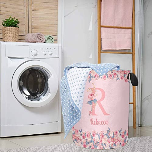 Personlized Foldable Laundry Hamper, Custom Large Laundry Basket with Name for Wife Husband Mother Father, Space Saving Container/Organizer for Share House College Dormitory 15.7 * 19.6inch