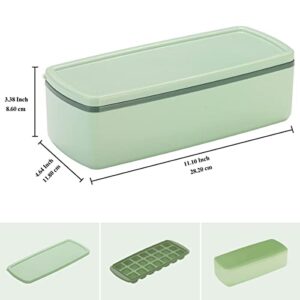 HOMQUEN Ice Cube Trays for Freezer, Easy Release Silicone 21-Grain Ice Trays with Lid, Storage Container, Scoop, Square Ice Ball Maker Mold, Ice Cube Mold for Chilling Whiskey Tea Coffee (Green)