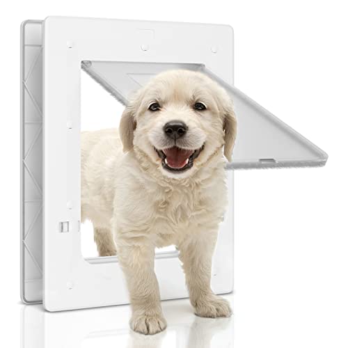 Pet Door, Small Dog Door by PETOUCH, 6" x 9" Inner Frame for Small Dog and Cats, Doggie Door for Small Pets, Easy to Install, 2-Way Locks, Durable Frame Cat Door for Door, Screen & Wall, White