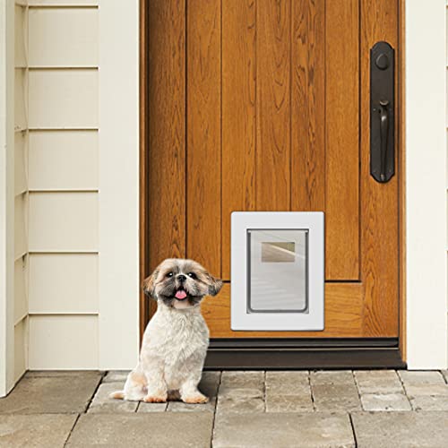 Pet Door, Small Dog Door by PETOUCH, 6" x 9" Inner Frame for Small Dog and Cats, Doggie Door for Small Pets, Easy to Install, 2-Way Locks, Durable Frame Cat Door for Door, Screen & Wall, White