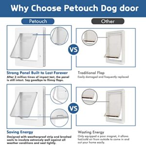 Pet Door, Small Dog Door by PETOUCH, 6" x 9" Inner Frame for Small Dog and Cats, Doggie Door for Small Pets, Easy to Install, 2-Way Locks, Durable Frame Cat Door for Door, Screen & Wall, White