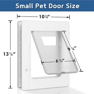 Pet Door, Small Dog Door by PETOUCH, 6" x 9" Inner Frame for Small Dog and Cats, Doggie Door for Small Pets, Easy to Install, 2-Way Locks, Durable Frame Cat Door for Door, Screen & Wall, White