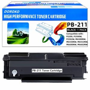 doroko pb-211 toner cartridge compatible replacement for pantum pb-211 pb-211ev black toner cartridge compatible with m6602nw p2500w p2502w m6550nw m6600nw m6552nw (pb211-2pk) (1-pack)
