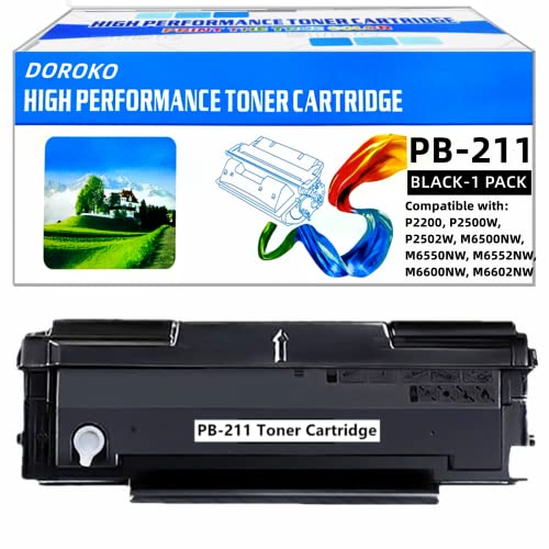 Doroko PB-211 Toner Cartridge Compatible Replacement for Pantum PB-211 PB-211EV Black Toner Cartridge Compatible with M6602NW P2500W P2502W M6550NW M6600NW M6552NW (PB211-2PK) (1-Pack)