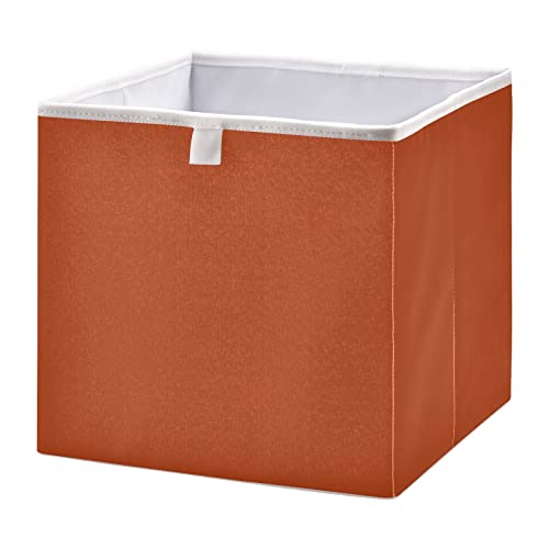 WELLDAY Storage Basket Plain Rust Solid Color Foldable 11 x 11 x 11 in Cube Storage Bin Home Decor Organizer Storage Baskets Box for Toys, Books, Shelves, Closet, Laundry, Nursery