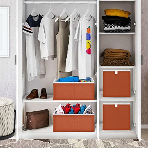 WELLDAY Storage Basket Plain Rust Solid Color Foldable 11 x 11 x 11 in Cube Storage Bin Home Decor Organizer Storage Baskets Box for Toys, Books, Shelves, Closet, Laundry, Nursery