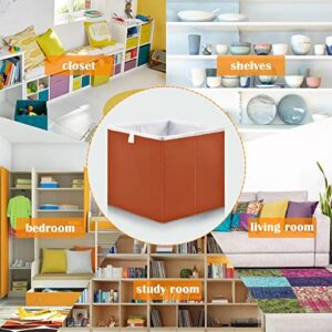 WELLDAY Storage Basket Plain Rust Solid Color Foldable 11 x 11 x 11 in Cube Storage Bin Home Decor Organizer Storage Baskets Box for Toys, Books, Shelves, Closet, Laundry, Nursery