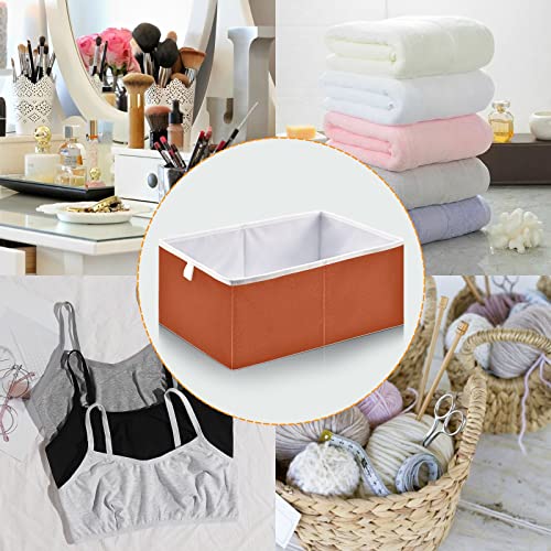 WELLDAY Storage Basket Plain Rust Solid Color Foldable 11 x 11 x 11 in Cube Storage Bin Home Decor Organizer Storage Baskets Box for Toys, Books, Shelves, Closet, Laundry, Nursery