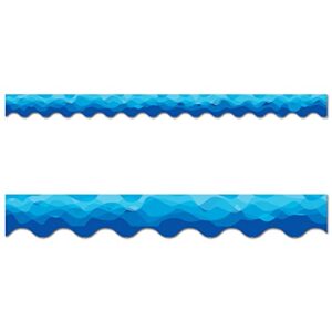 ctp waves of blue wavy ez border for classroom bulletin board border for classroom (creative teaching press 10573), 48 ft per package