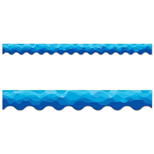 CTP Waves of Blue Wavy EZ Border for Classroom Bulletin Board Border for Classroom (Creative Teaching Press 10573), 48 ft per Package