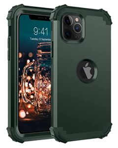 bentoben compatible with iphone 11 pro max case, heavy duty rugged shockproof 3 in 1 hybrid hard pc soft rubber bumper anti slip phone cover for iphone 11 pro max 6.5", midnight green