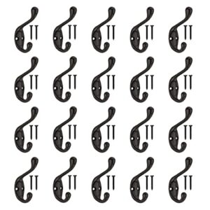 neighbours lane 20 pack decorative dual coat hook - great for wall mounted hook rack, coat hanger, great for coats, bags, towels, hats, oil rubbed bronze medium