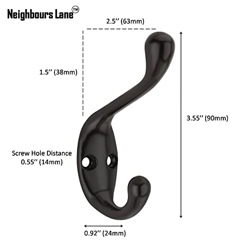 Neighbours Lane 20 Pack Decorative Dual Coat Hook - Great for Wall Mounted Hook Rack, Coat Hanger, Great for Coats, Bags, Towels, Hats, Oil Rubbed Bronze Medium
