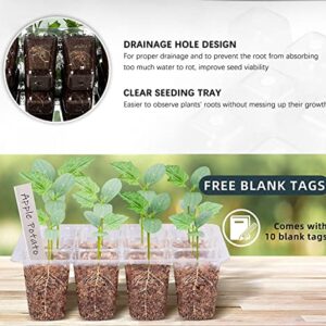 CANNABMALL Seed Starter Tray 5 Packs Seedling Starter Trays with Grow Light 8 LEDs, Timer, Dimmable, Seed Starting Trays Kit with Humidity Dome (60 Cells) Indoor Gardening Plant Germination Trays