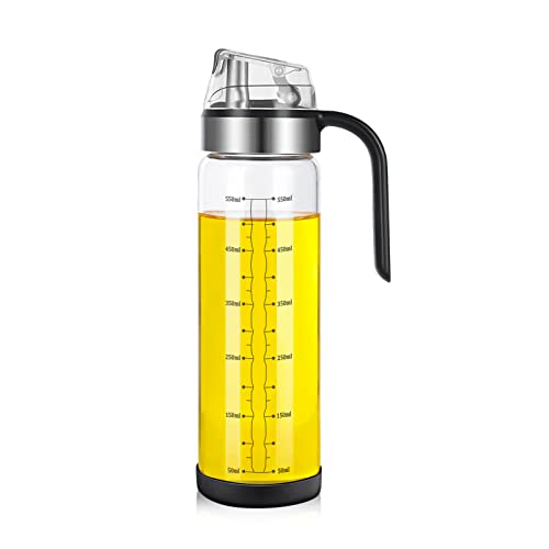 ZENG Oil Dispenser Bottle Set for Kitchen, Olive Oil Bottle Dispenser, Glass Oil Sauce Bottle Dispenser, Auto Flip, 550ml