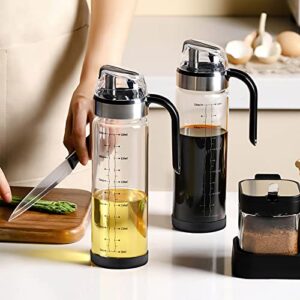 ZENG Oil Dispenser Bottle Set for Kitchen, Olive Oil Bottle Dispenser, Glass Oil Sauce Bottle Dispenser, Auto Flip, 550ml