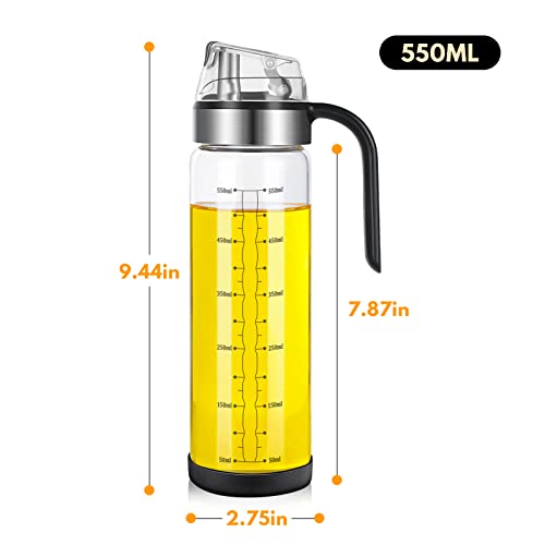 ZENG Oil Dispenser Bottle Set for Kitchen, Olive Oil Bottle Dispenser, Glass Oil Sauce Bottle Dispenser, Auto Flip, 550ml