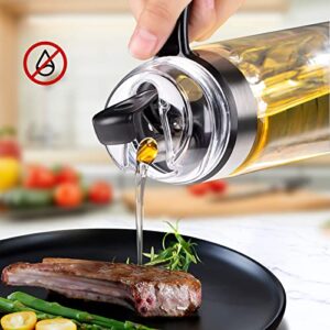 ZENG Oil Dispenser Bottle Set for Kitchen, Olive Oil Bottle Dispenser, Glass Oil Sauce Bottle Dispenser, Auto Flip, 550ml