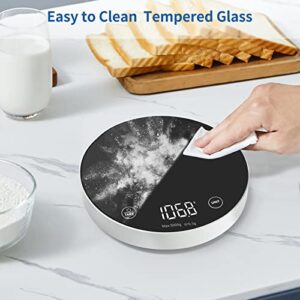 VOCOO Food Kitchen Scale Digital - 5KG/11lb Max Weight with 5 Units Grams Ounces Pounds, Clear LED Display and Tare Function, Food Scale for Cooking Baking Meat Weighing (White)