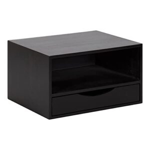 kate and laurel hutton modern floating shelf and side table, 12.5 x 10 x 7, black, modern minimalist floating end table for storage and display with bold finish