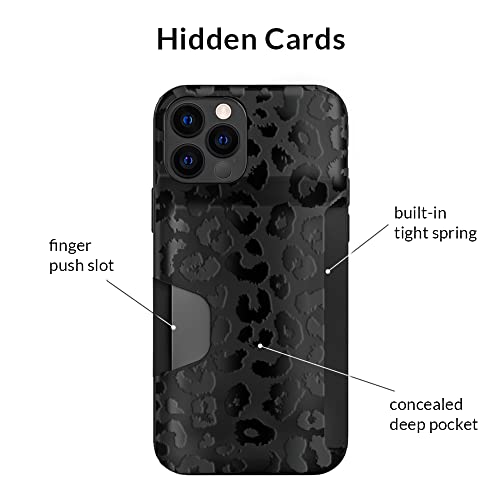 Velvet Caviar Compatible with iPhone 12 Pro Max Wallet Case for Women - Credit Card Holder Slot - Cute Slim & Protective Wallet Phone Cases [8ft. Drop Tested] - Black Leopard