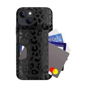 velvet caviar compatible with iphone 13 wallet case for women - credit card holder slot - cute slim & protective wallet phone cases [8ft. drop tested] - black leopard