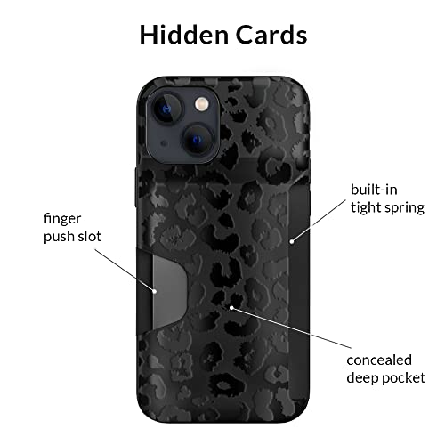 Velvet Caviar Compatible with iPhone 13 Wallet Case for Women - Credit Card Holder Slot - Cute Slim & Protective Wallet Phone Cases [8ft. Drop Tested] - Black Leopard