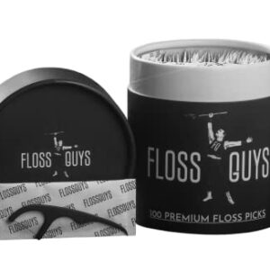 Floss Guys Premium Unflavored Compostable Floss Picks | Individually Wrapped | Biodegradable Plant-Based Flossers | Vegan | BPA Free |, Black, 100 Count (Pack of 1)