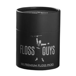 Floss Guys Premium Unflavored Compostable Floss Picks | Individually Wrapped | Biodegradable Plant-Based Flossers | Vegan | BPA Free |, Black, 100 Count (Pack of 1)