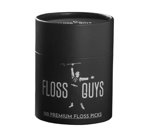 Floss Guys Premium Unflavored Compostable Floss Picks | Individually Wrapped | Biodegradable Plant-Based Flossers | Vegan | BPA Free |, Black, 100 Count (Pack of 1)