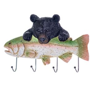 Pine Ridge Fish and Bear Key Holder - Wall Mounted Hangers with Hooks for Keys, Jackets, Towels and Decoration