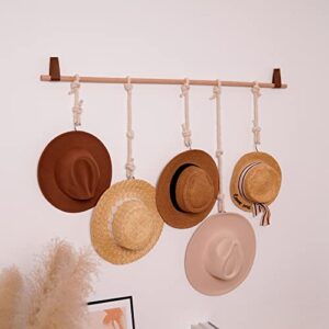 EVOLVEOVER Hat Holder Organizer Boho Wall Hanging Hat Rack Fedora Cowboy Hat Storage Baseball Cap Hanger Macrame Display Shelf Bohemian Hooks