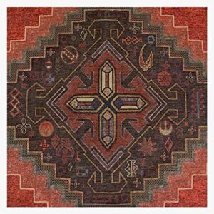 RUGGABLE x Star Wars Washable Rug - Perfect Boho Area Rug for Living Room Bedroom Kitchen - Child Friendly - Stain & Water Resistant - The Mandalorian: Mandalore Scarlet Red 8'x10' (Standard Pad)