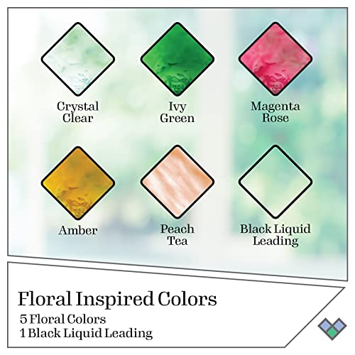 Gallery Glass, Floral Stained Kit, Glass Paint Set for DIY Arts and Crafts, Perfect for Beginners and Artists, 1 Count (Pack of 6)