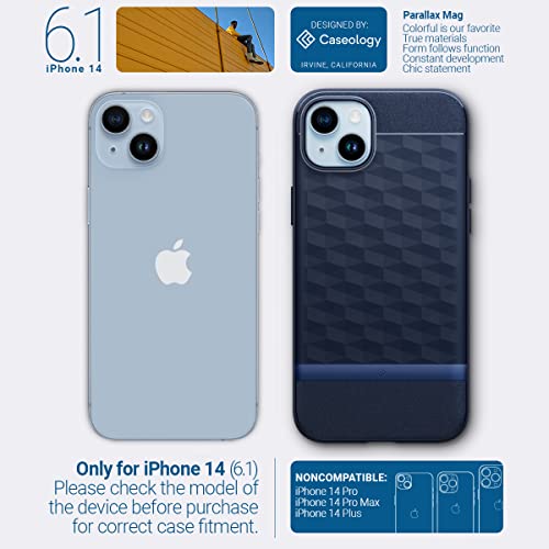 Caseology Parallax Mag Case [Built-in Magnet] Designed for Magsafe Compatible with iPhone 14 Case 5G (2022) with iPhone 13 (2021) - Midnight Blue