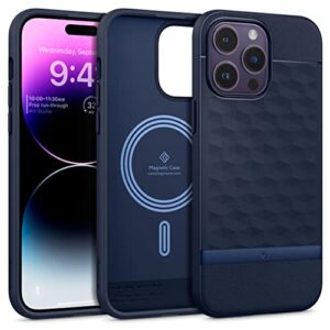 caseology parallax mag for iphone 14 pro case [built-in magnet] designed for magsafe - midnight blue