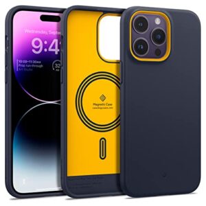caseology nano pop mag silicone case [built-in magnet] designed for magsafe compatible with iphone 14 pro case 5g (2022) - blueberry navy
