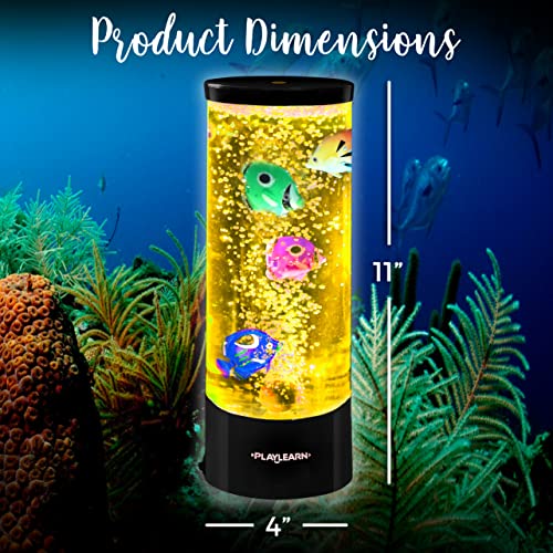 Playlearn Fake Fish Tank Mini Bubble Lamp – Fake Aquarium - Color Changing Sensory Lamp- 11 Inch