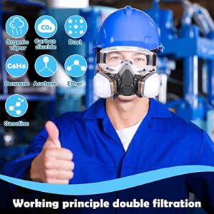 Reusable Active Carbon Respirator, Face Cover Set for Painting Against Dust/Organic Vapors/Smells/Fumes/Sawdust/Asbestos Suitable for Painting,Staining,Car Spraying,Sanding &Cutting