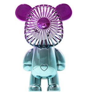 lizihaowu handheld fan rechargeable usb mini fan portable, cute bear fan, eyelash fan for kids girls women home/travel/outdoor/makeup/violet-blue gradation