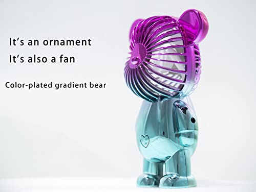 Lizihaowu Handheld Fan Rechargeable USB Mini Fan Portable, Cute Bear Fan, Eyelash Fan For Kids Girls Women Home/Travel/Outdoor/Makeup/violet-blue gradation