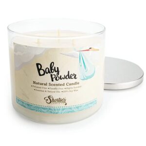 Baby Powder Scented Natural 3 Wick Candle, Essential Fragrance Oils, 100% Soy, Phthalate & Paraben Free, Clean Burning, 14.5 Oz.