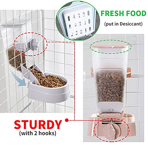 Oncpcare Rabbit Food Water Dispenser, Bunny Food and Water Bowl Set for Cage, Small Aniaml Food Dish for Rabbits, Ferrets, Cats, Birds