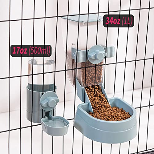 Oncpcare Rabbit Food Water Dispenser, Bunny Food and Water Bowl Set for Cage, Small Aniaml Food Dish for Rabbits, Ferrets, Cats, Birds