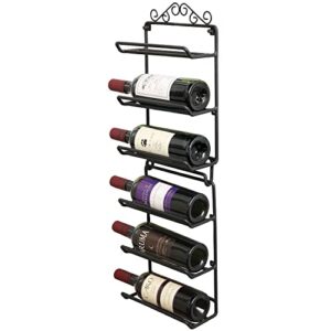 mygift wall mounted matte black metal wine rack with vintage scrollwork design, hanging 6 bottle wine holder display rack, 2 piece set