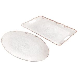 Gibson Home Mauna Melamine 2 Piece 18.7'' & 18'' Serving Tray Set – Ice White