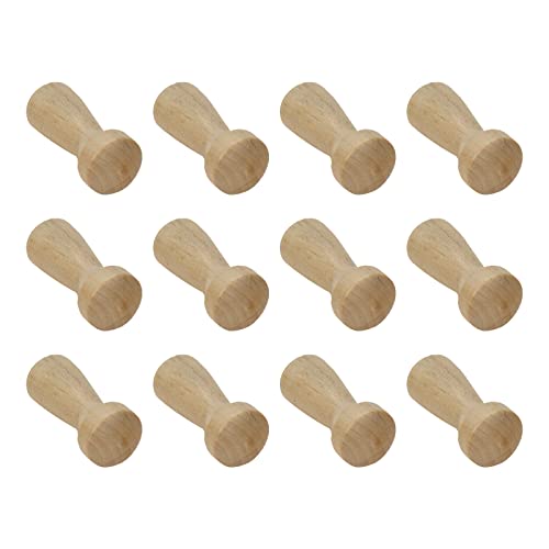 Dnyta 12PCS Wooden Coat Hooks Heavy Duty Wall Mounted Hooks with Screws for Hanging Coats, Towels, Clothes-Unfinished