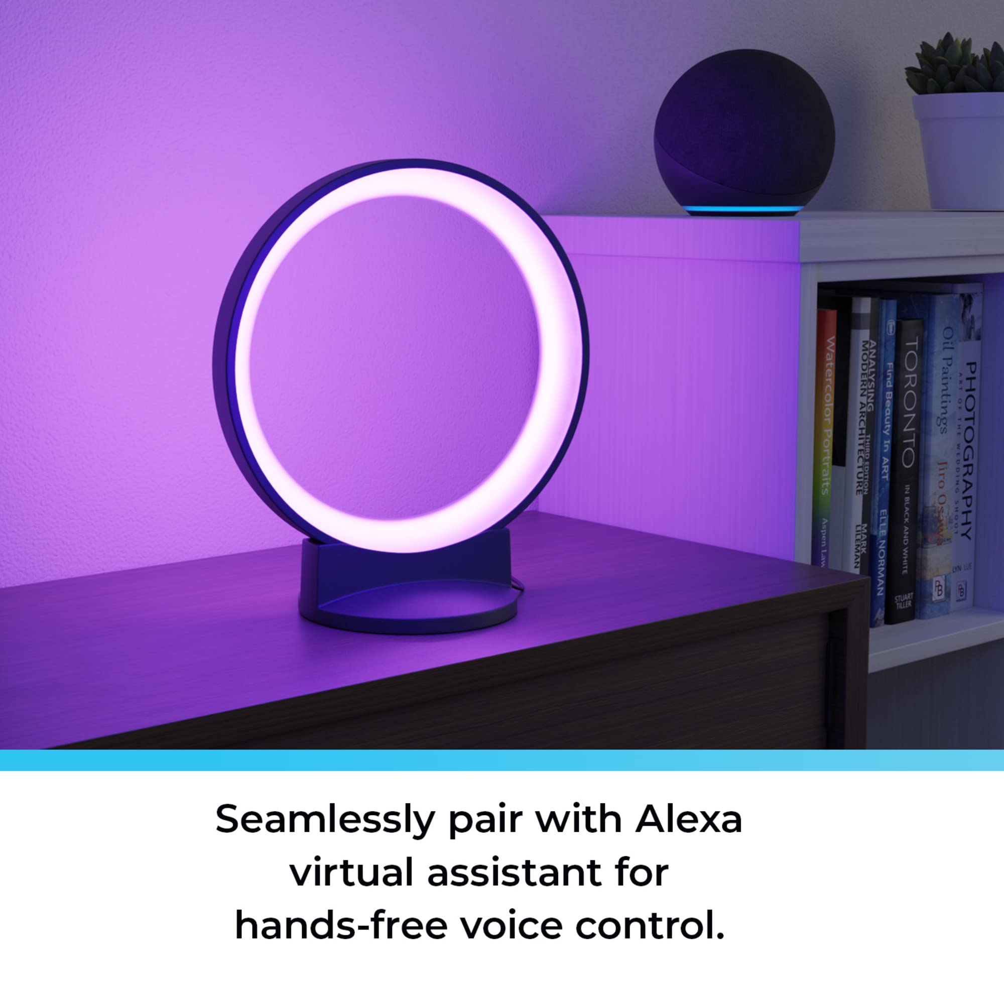 Globe Electric 50582 Works with Alexa Only Wi-Fi Smart Desk Lamp, Black, Voice Activated, Energy Star Certified, 9 Watts, Multicolor Changing RGB, Tunable White 2000K - 5000K, 630 Lumens, 90 CRI