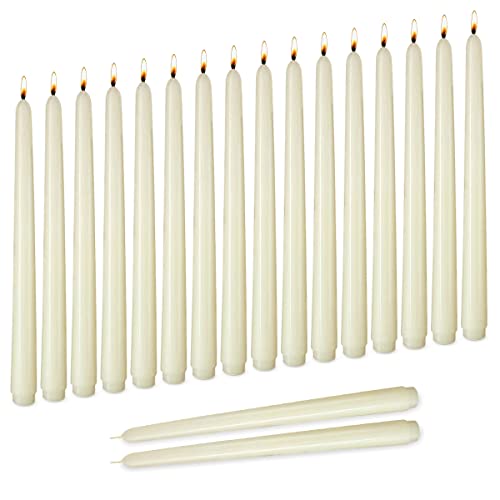 UNICY 20 Pack 10 inch Ivory Taper Candles, Unscented Candlesticks for Christmas Eve and Easter Candlelight Service, Vigil, Memorial 10 Inch, Pack of 20