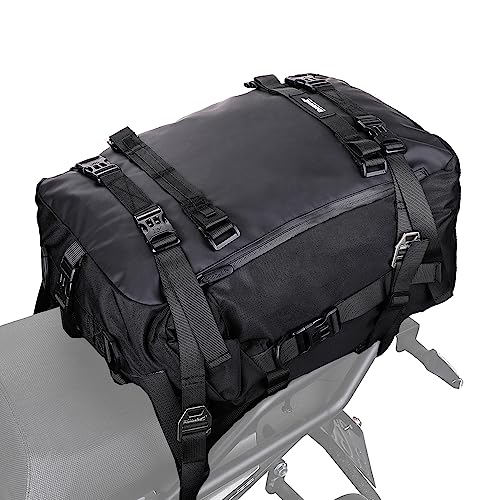 Rhinowalk Motorcycle Tail Bag 30L Waterproof Motor Pannier Bag Motor Travel Luggage Motorbike Rear Rack Trunk Storage Bag Professional Motorcycle Accessories-Black